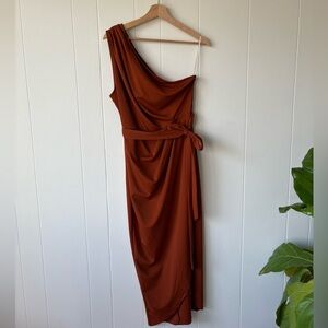 SHEIN Terracotta One Shoulder Dress | Size 1X
